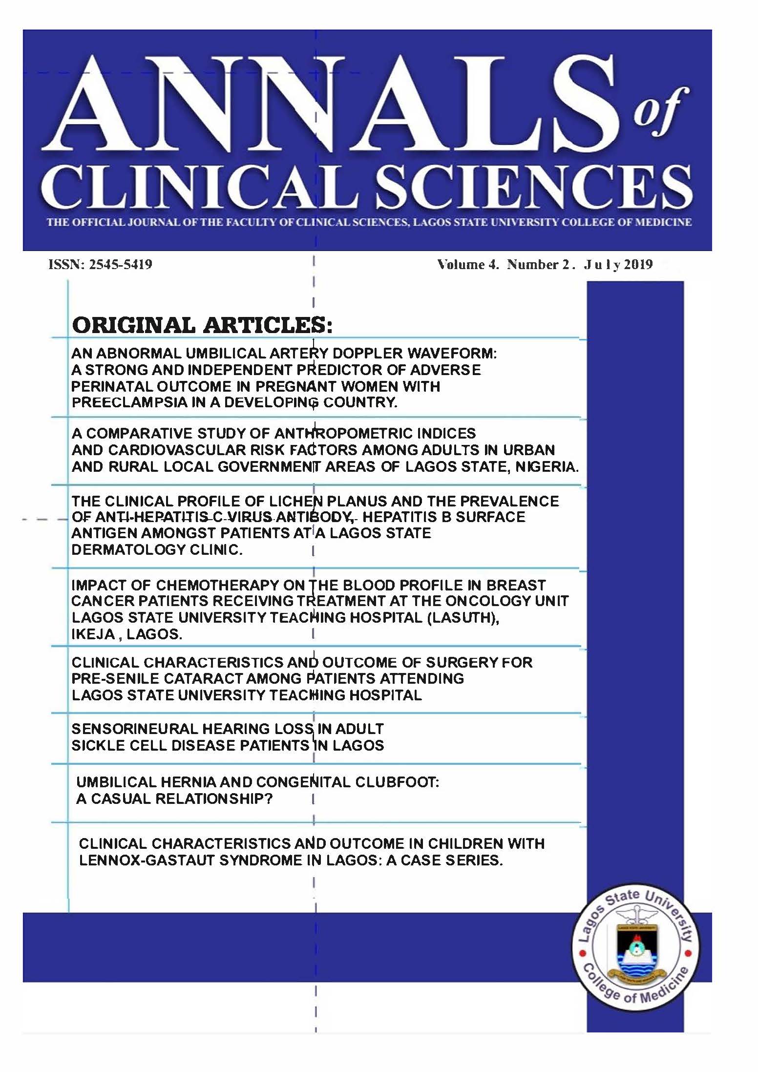 					View Vol. 4 No. 2 (2019): Annals of Clinical Sciences
				