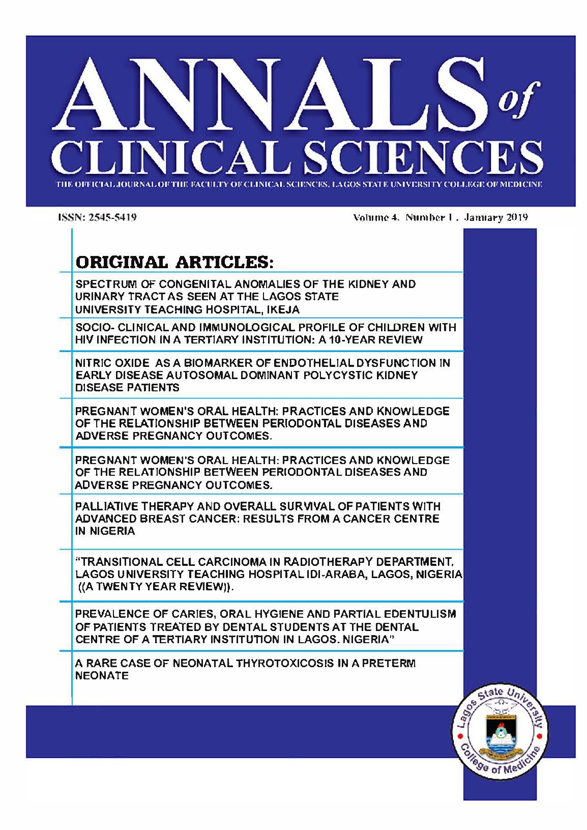 					View Vol. 4 No. 1 (2019): Annals of Clinical Sciences
				